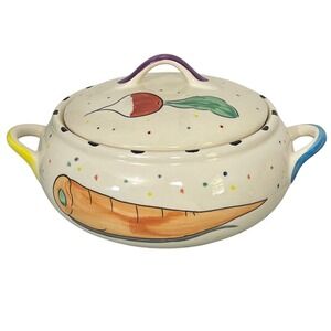 Vintage BLOCK BASICS COVERED‎ VEGETABLE Serving  BOWL/ DISH & LID